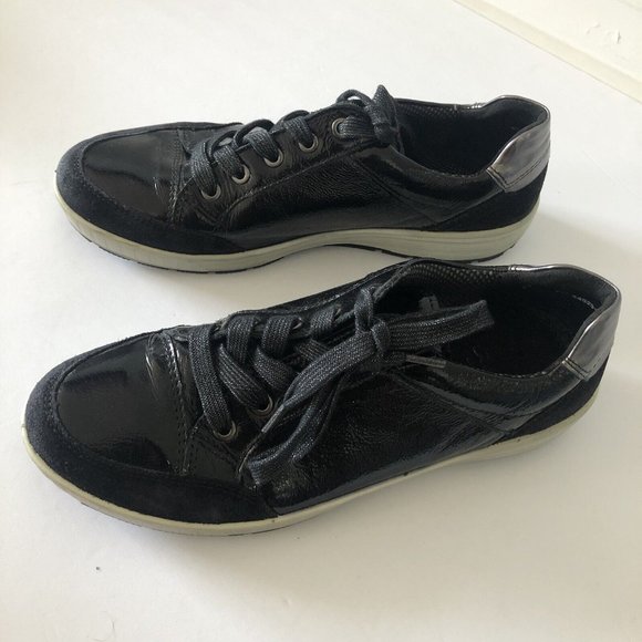 Ara Shoes - Ara Womens Nicole Lace Up Walking Shoes Black Patent Leather Size 38 EU